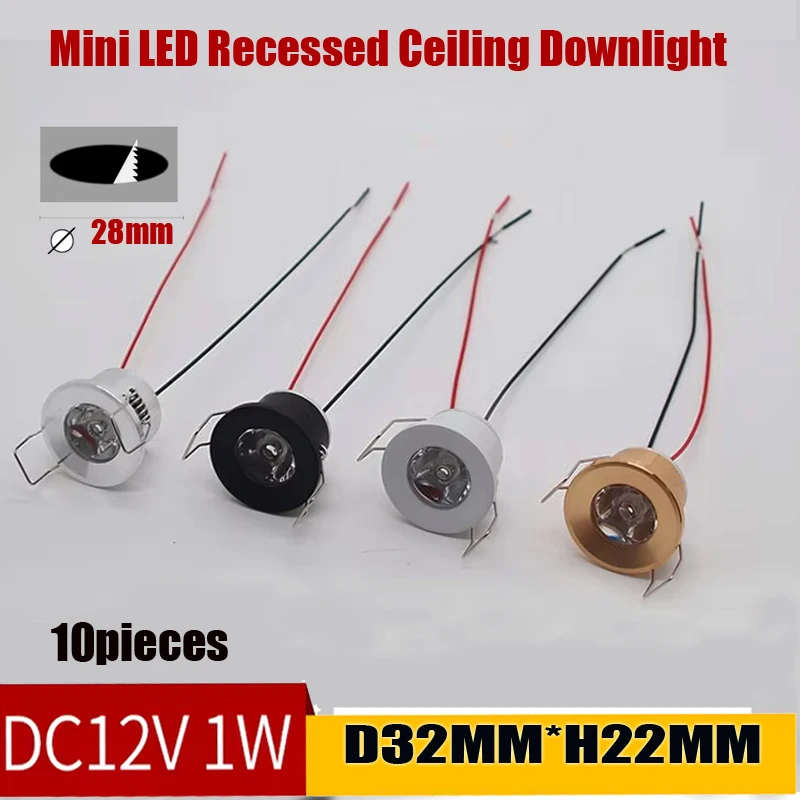 

10pieces Mini LED Recessed Ceiling Downlight 12V 1W Spotlight for Bedroom Cupboard KTV Party DIY Stairs Energy-Saving Lighting