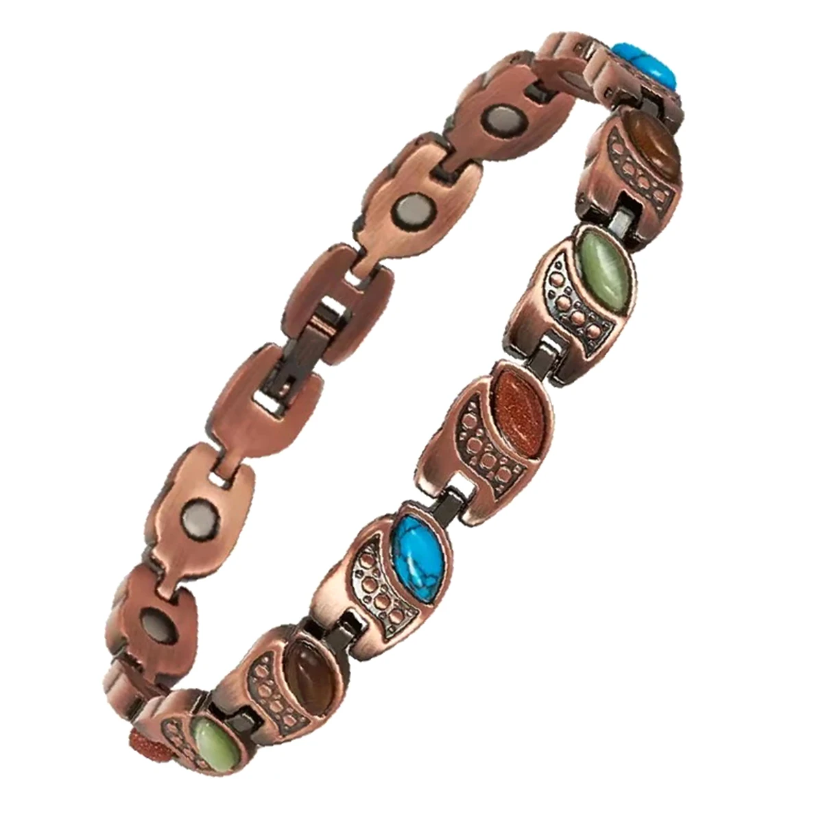 Damen-Magnetarmband, bunte Steine, magnetisches Armband für Frauen mit Magneten, verstellbares Magnetglieder-Armband
