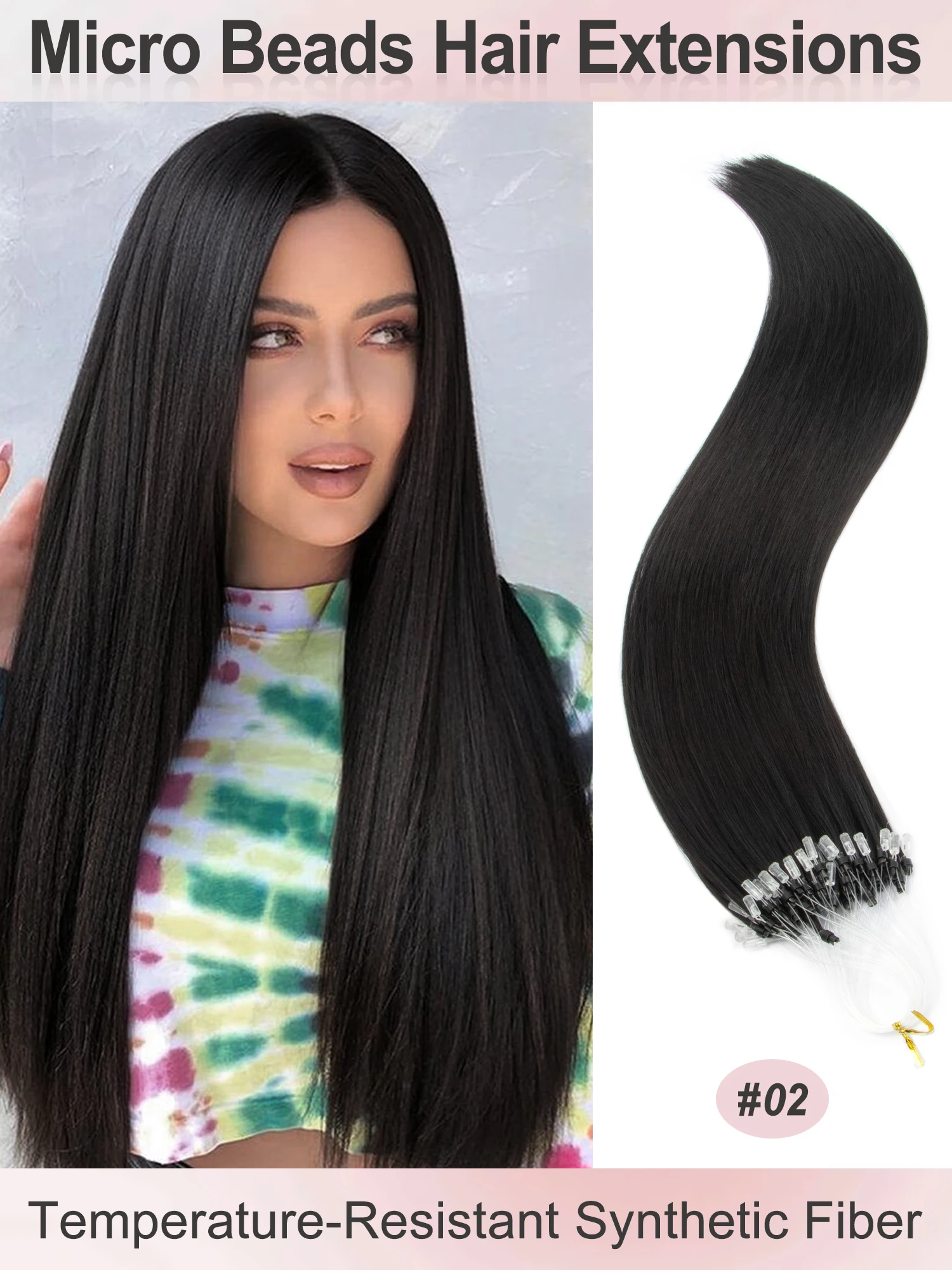 

Synthetic Nano Ring Hair Extensions, 50 Strands Per Pack, Smooth Tangle-Free in Multi Shades