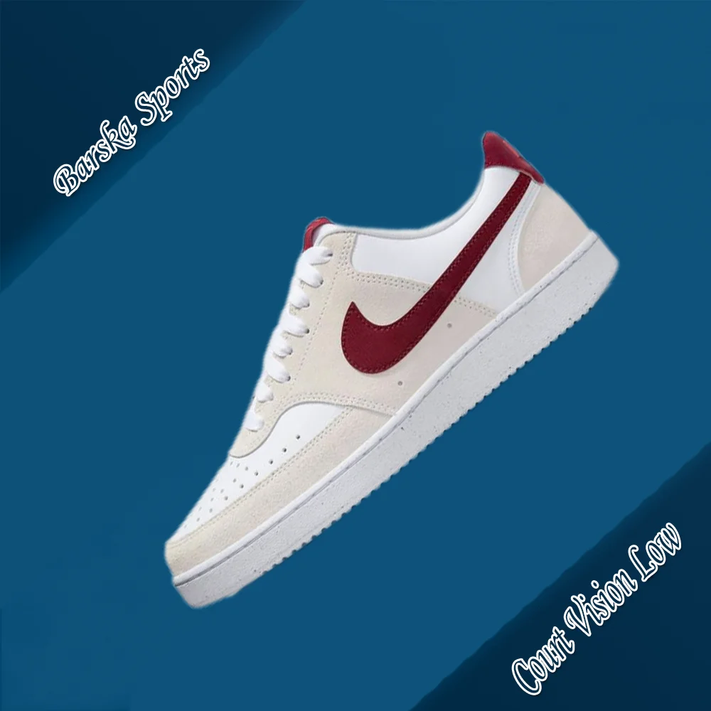 나이키 코트 비전 로우 여성 운동화 편안한 보드 신발 패션 트렌드 캐주얼 신발 경량 화이트 레드