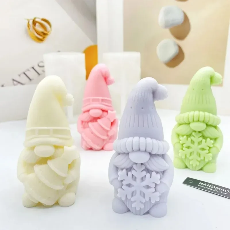 جديد قزم المعانقة ندفة الثلج شجرة عيد الميلاد شمعة قالب من السيليكون ثلاثية الأبعاد سانتا كرافت الجص الصابون الراتنج قالب حفلة عيد الميلاد هدية #5