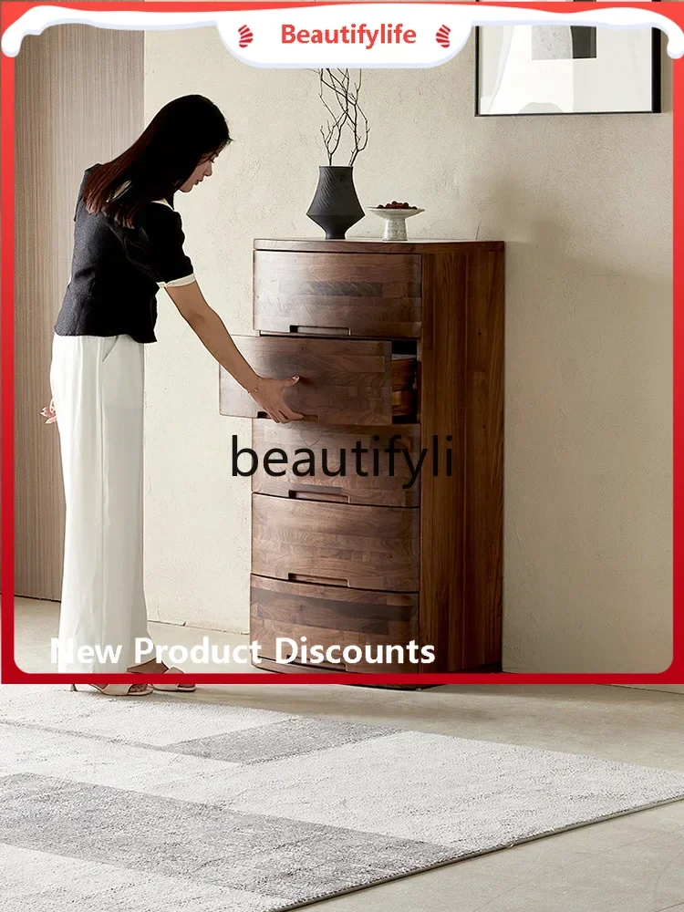 A07 North American black walnut all-solid wood chest of drawers, multi-functional locker floor-to-ceiling drawer storage cabinet
