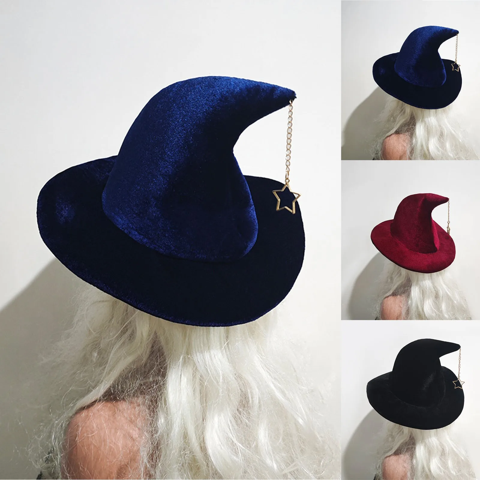 Star Pendant Witch Hat Wizard Hat Witch Hat Makeup Stage Party Dress Up Party Performance Halloween Vintage Hat Decoration