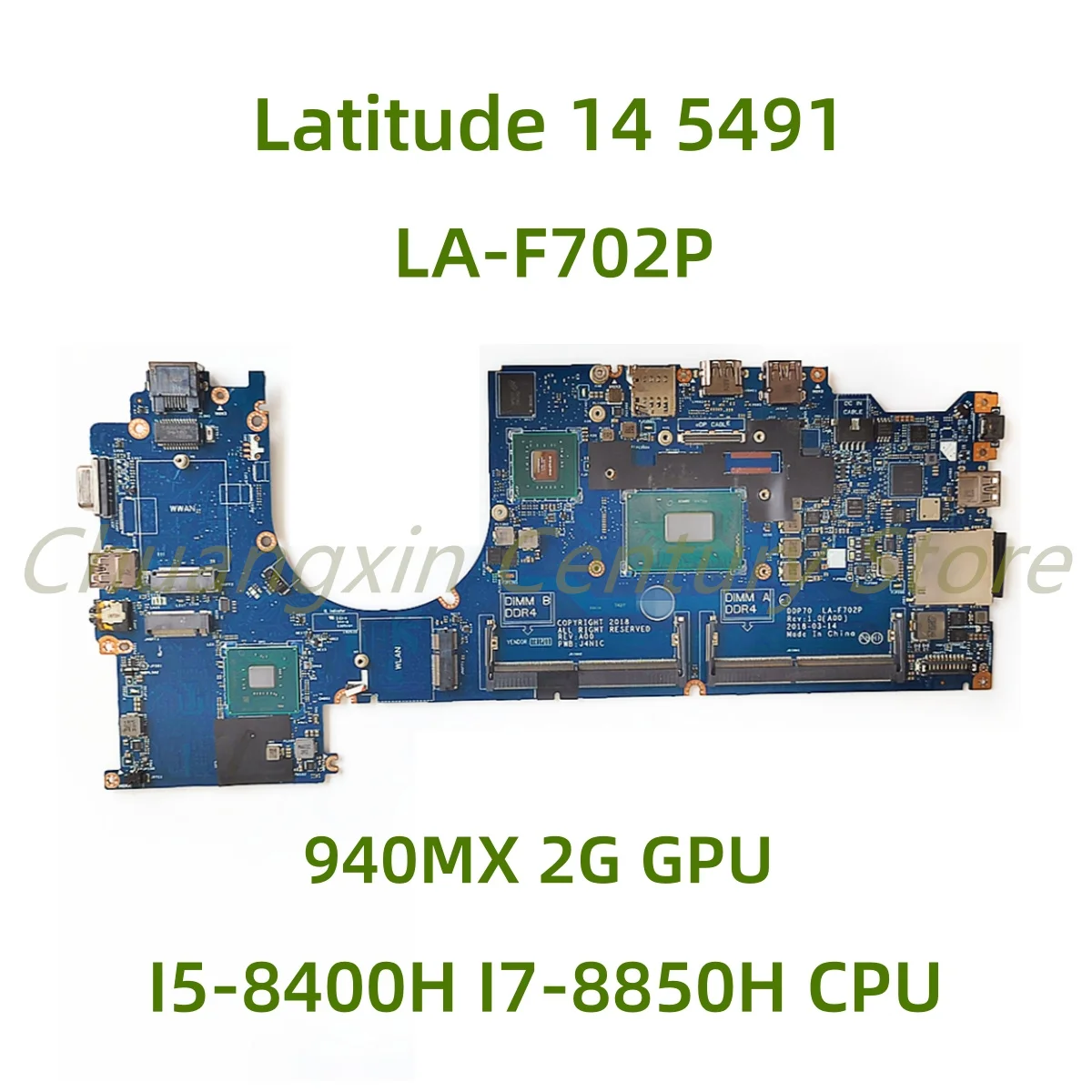 

Suitable for DELL Latitude 14 5491 laptop motherboard LA-F702P with I5-8400H I7-8850H CPU 940MX 2G GPU 100% Tested Full Work