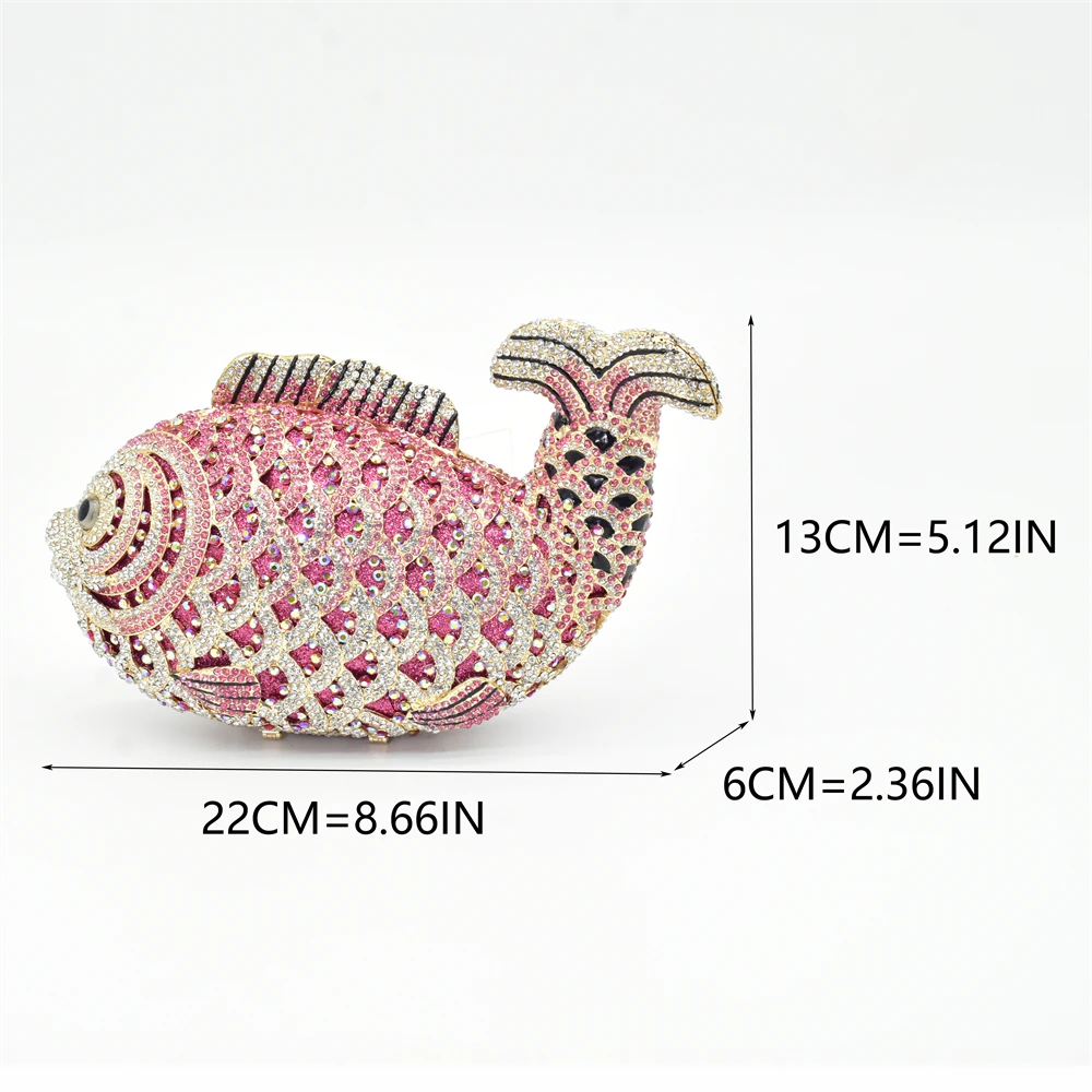 New Arrival Women Wedding Clutches Bags Purse for Bride Female Elegant Handbags Lady Chain Metal Goldfish shape Bag Clutches Bag