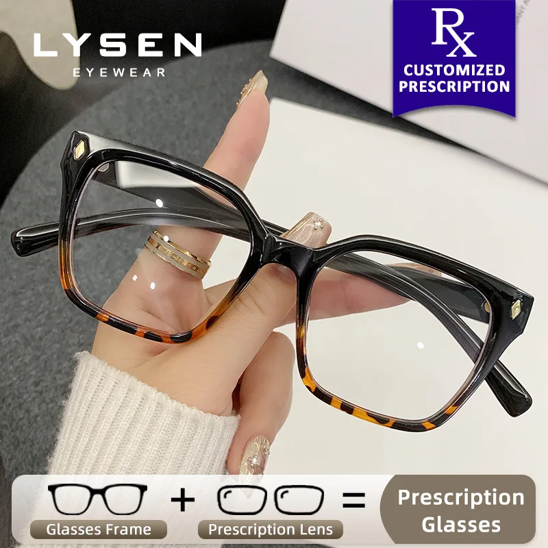 

LYSEN Rectangle Customized Progressive Lenses Women Durable Blue Light Blocking Anti-Reflective Prescription Optical Eyeglasses