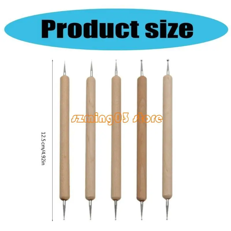H9EC 5 PCs Nagelkunststift Doting Stift Keramikwerkzeug Ton -Skulptions -Modellierungswerkzeug