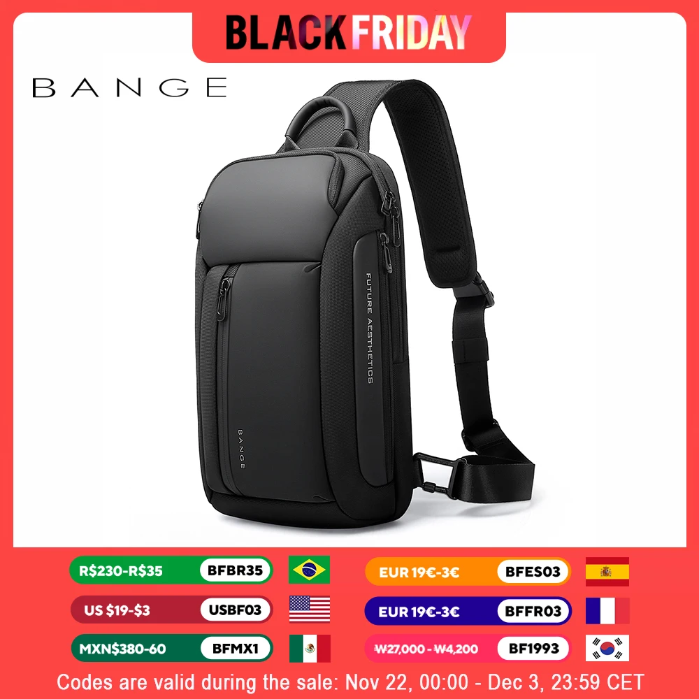 BANGE Brand Design Oxford Trendy Waterproof Materials Men Chest Bag with Large Capacity Fashion Multi-Pockets Slim bag for male