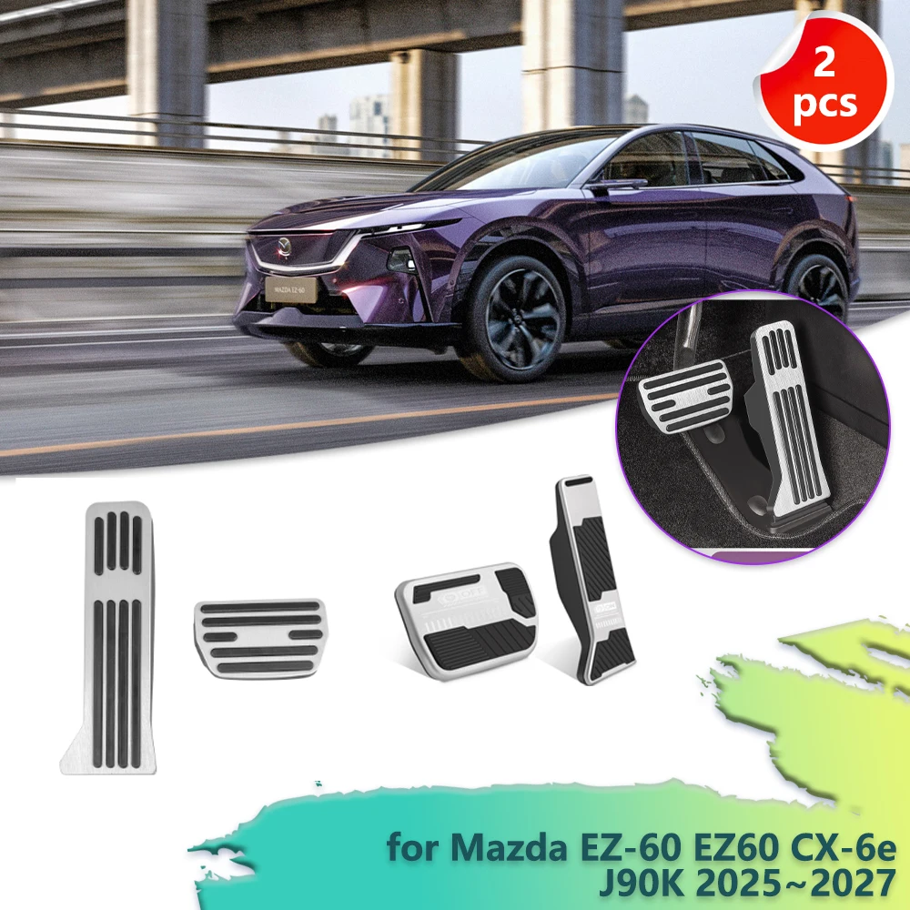 Image of Gas- und Bremspedal für Mazda EZ-60 EZ60 CX-6e 6e J90K 2025~2027 Gummi Anti-Rutsch Fußstütze Fußpedalabdeckung Zubehör