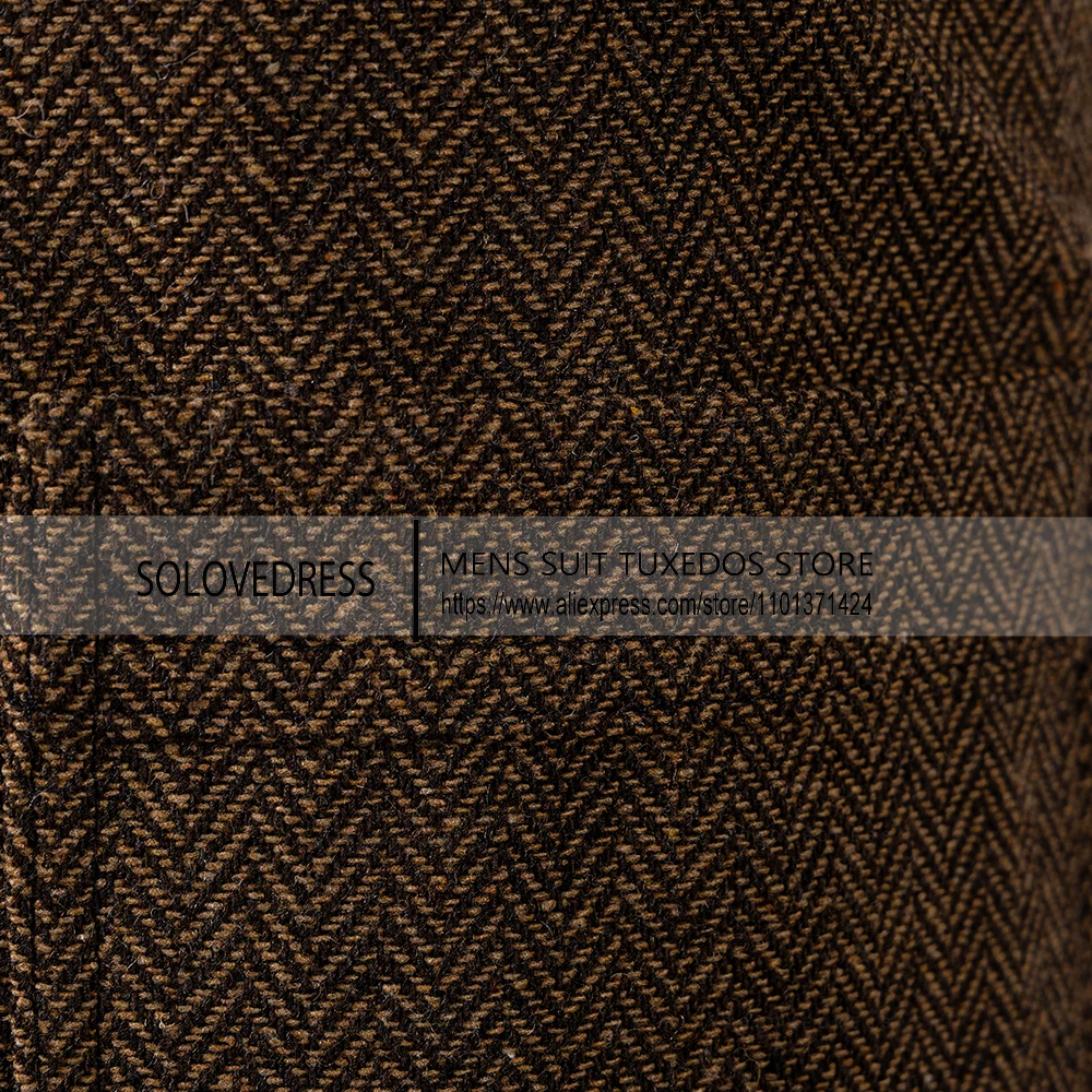 Men's Business Suit Vest Slim Fit Herringbone Tweed Wedding Sleeveless Waistcoat Men's Vest For Wedding