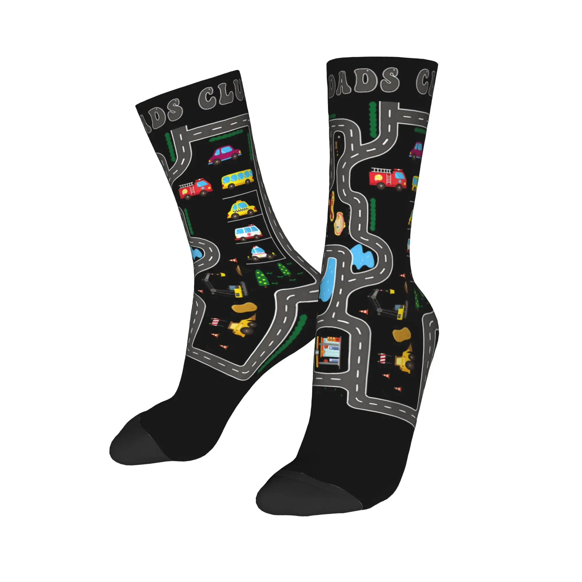 Winter Warm Funny Men's Women's Tired Dads Club Car Race Track On Dad Socks  Sweat Absorbing Basketball Socks