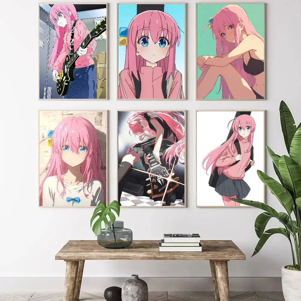 Hitori Bocchi Anime Bocchi The Rock Poster Art Sticky Wall Waterproof Home Living Room Bedroom Bar Aesthetic Decoration