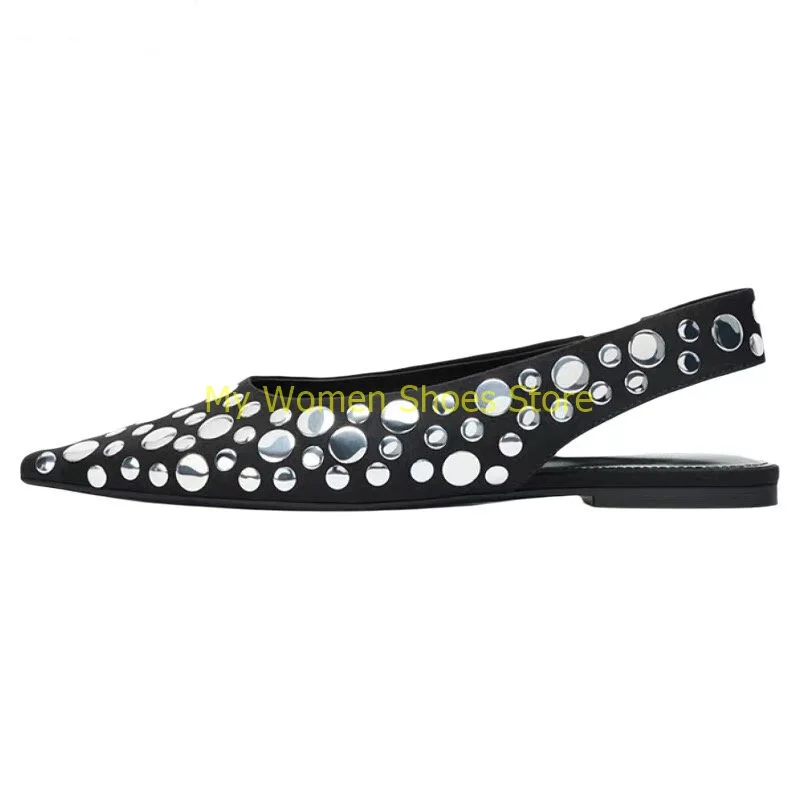 Crystal Back Strap Pumps Sexy Pointy Toe Slip On Runway 2026 Summer Spring Women Dress Shoes Flat With Slingback Dress Shoes