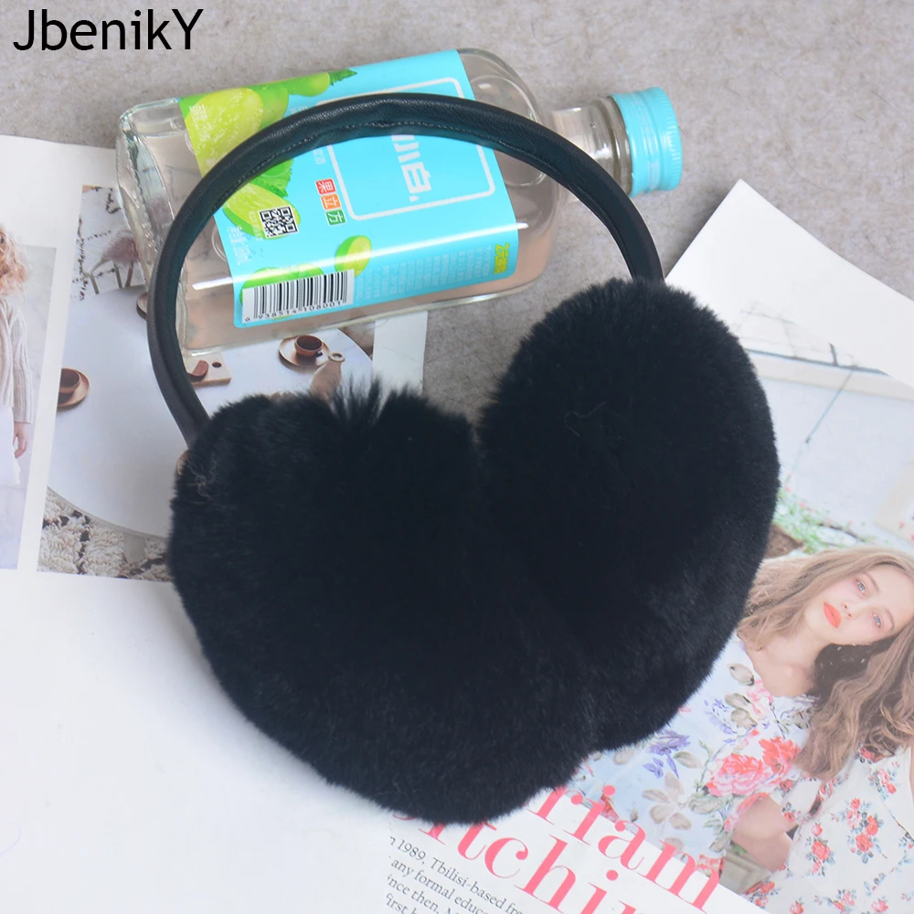 

Natural 100% Rex Rabbit Fur Earmuffs Women Fashion Men Warm Russia Winter Real Fur Earmuffs Children Ear Cover For Earlap Girl