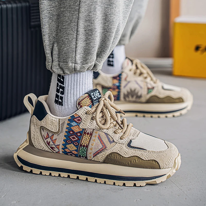 2025 Trend Print Mens Fashion Shoes Design Chunky Men Casual Sneaker Breathable Platform Sneakers Male Running Jogging Shoes