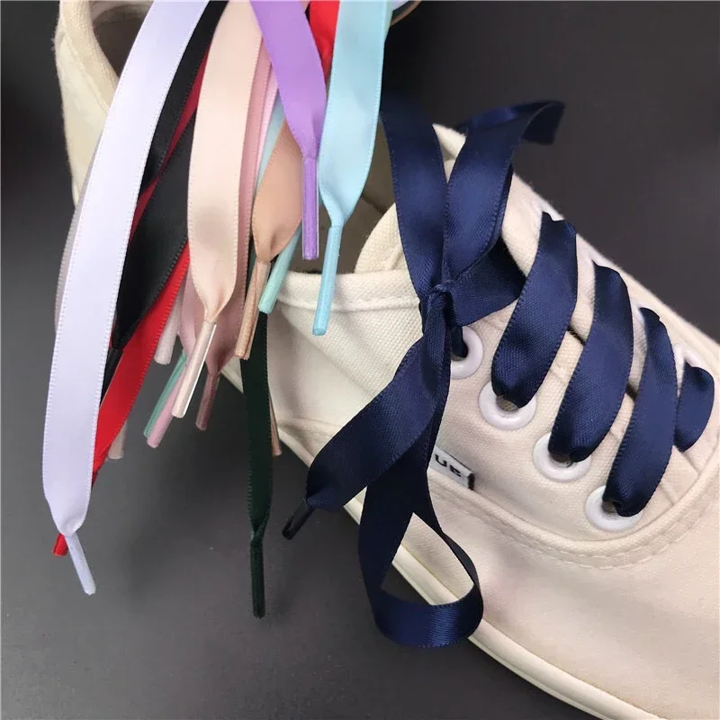 Luxury Silk Ribbon Satin Flat Shoelaces for Women Casual Shoe Laces Sneakers Boots Decorative Women's Shoestrings image 6