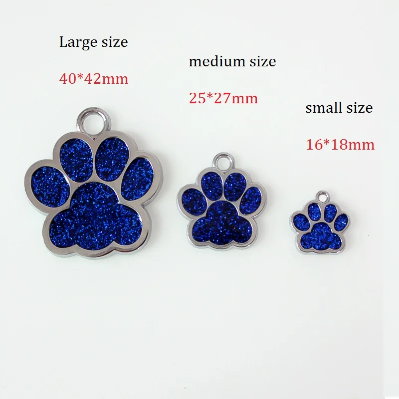 10pcs/lot Dog Cat Paw Charms S M L Glitter Pendant Hang Charms For Jewelry Making Keychain Pet Collar DIY Accessories