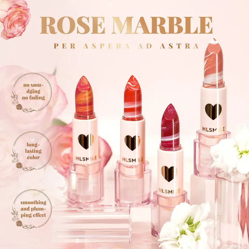 MLSMILE New Marble Pattern 4 Colors Velvet Matte Moisturizing Easy To Apply Lipstick 2025 New