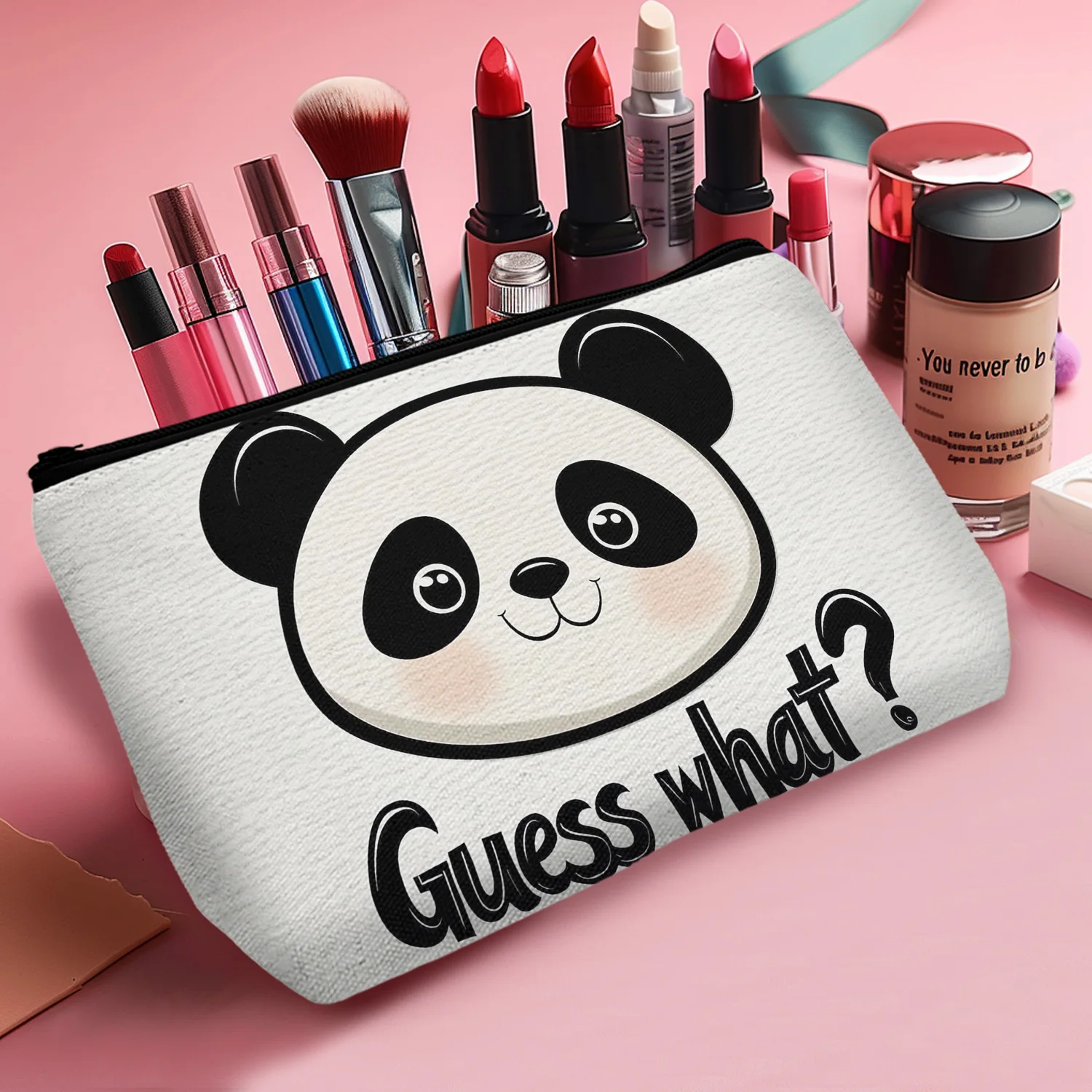 1 Pc Cute Baby Panda Guess Makeup Bag Funny Cartoon Cute Panda Cosmetic Bag Best Gift Idea For Panda Loves Birthday B