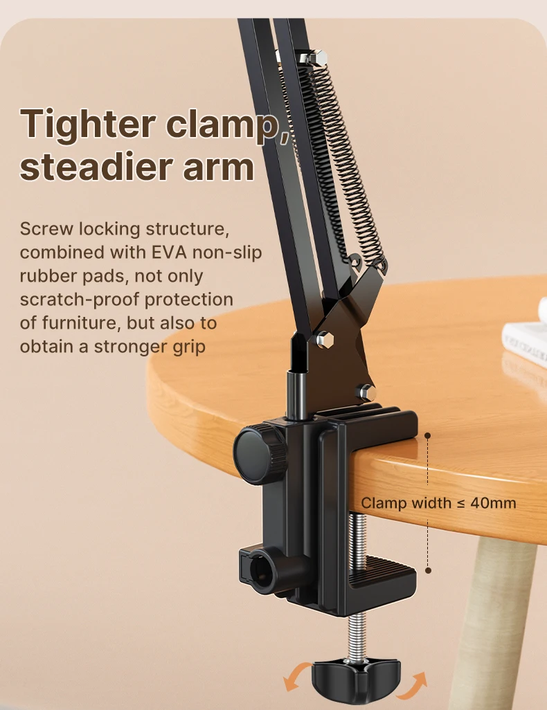 Ulanzi T2 Metal Desktop Stand Long Arm Tablet Stand Bed Desktop Lazy Bracket Support IPad Smartphone Holder Microphone Boom Arm