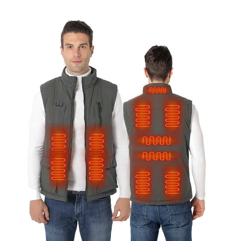 Dual-Control 11-Zone Heated Vest Winter Warmth Electric Heated Cotton Jacket Open-Front Heated Jacket【Power supply not included】