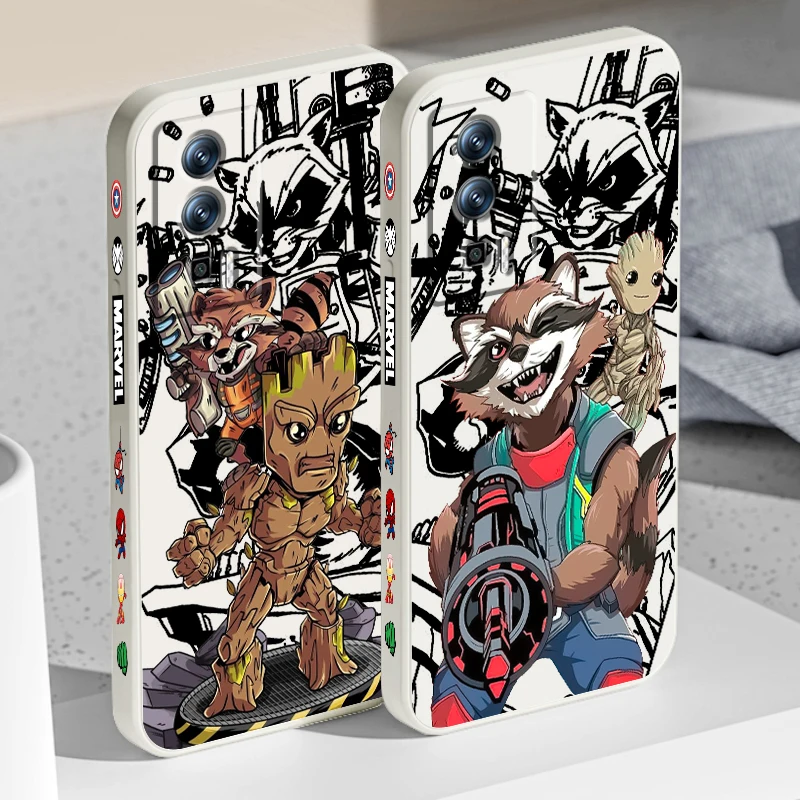 Marvel Rocket Bear Cartoon Cool Liquid Left Rope For Xiaomi Redmi 13C 12 12C K60 A1 K50 11 K40 10C 10 9A 9AT 9T 9C 5G Funda