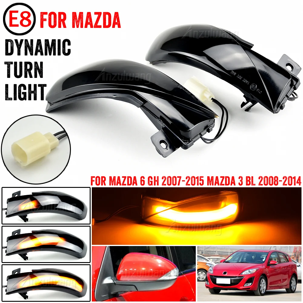 

1 Pair Car Side Mirror Lamp Turn Signal Light For Mazda 3 BL 2008-2014 For Mazda 6 GH 2007-2015