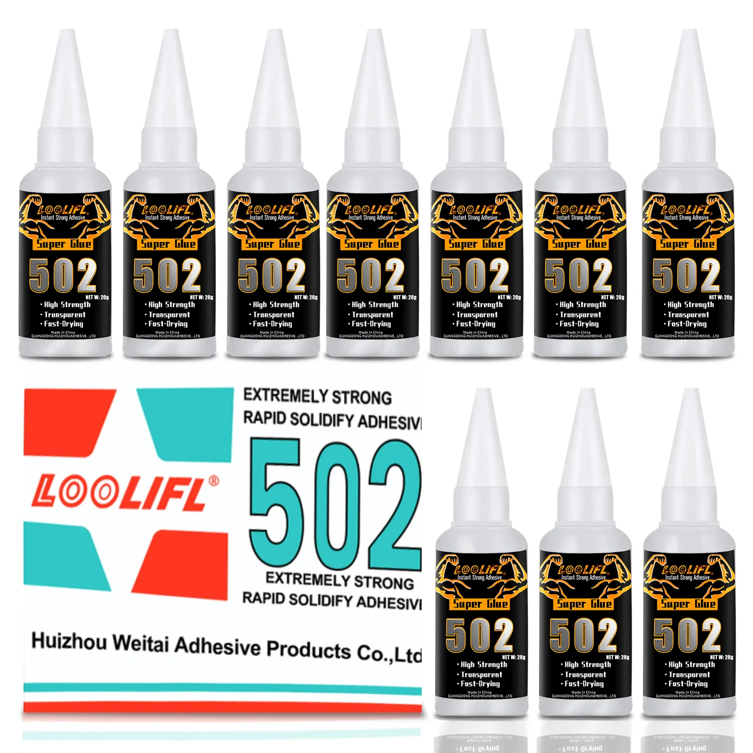 502 Starker, schnell trocknender Cyanacrylat-Kleber, geeignet für DIY-Reparaturen an Metall, Holz, Kunststoff und Keramik, 1–25 Stück – 20 g