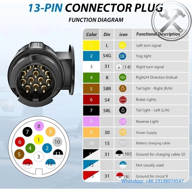 

13 Pin Caravan Trailer Spring Cable 2.8m Heavy Coiled Extension Lead Towing Wire Parts