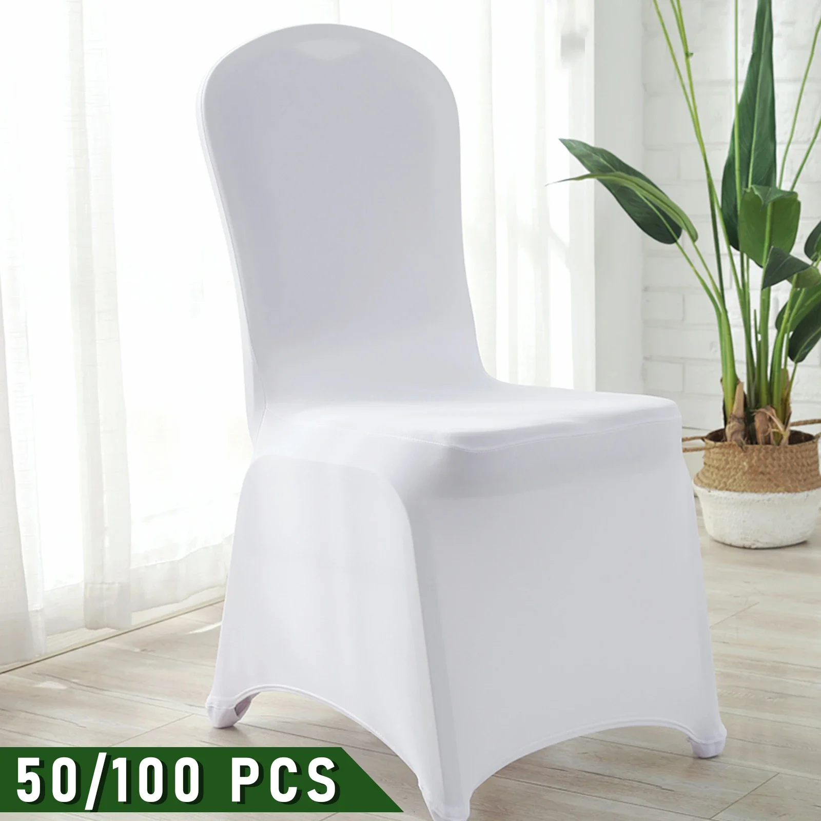 

SucceBuy12/30/50/100Pcs Wedding Chair Cover Spandex Stretch Slipcover for Restaurant Banquet Hotel Dining Party White Cover