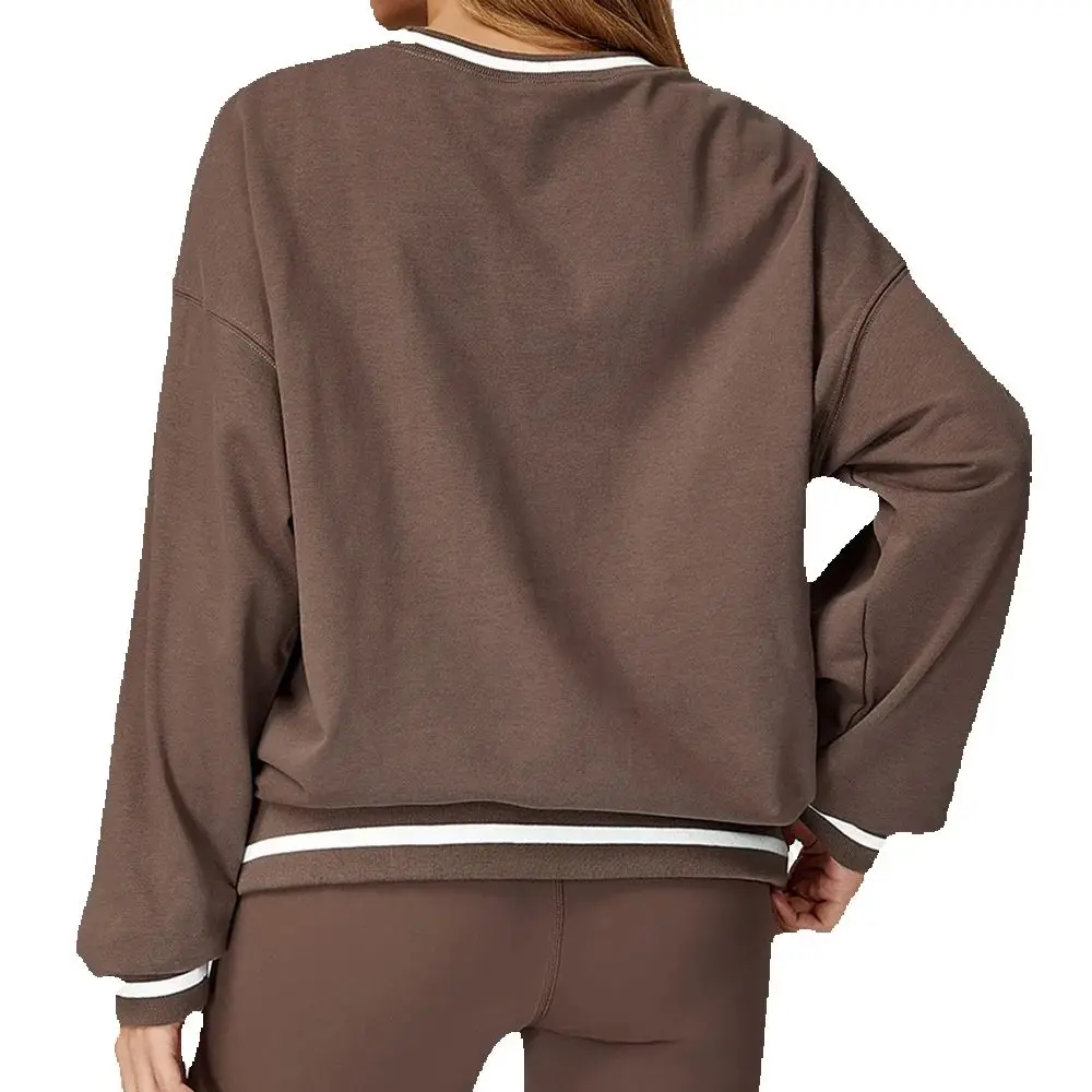 

New Color Blocking Hoodie for Women Long Sleeved Loose Round Neck Top Fashionable Hoodie Outdoor Casual Running Sports Top