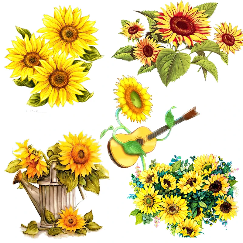 Three Ratels QCF54 Bright Sunflower Healing Nordic Style Watercolor Art Wall Decal for home decoration