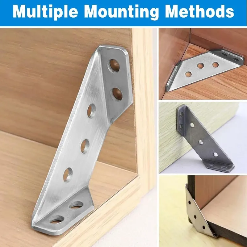 12/1Sets Universal Furniture Corner Connector Stainless Steel Corner Brackets For Shelf Cabinet Table Chair Fixing Brace Kits