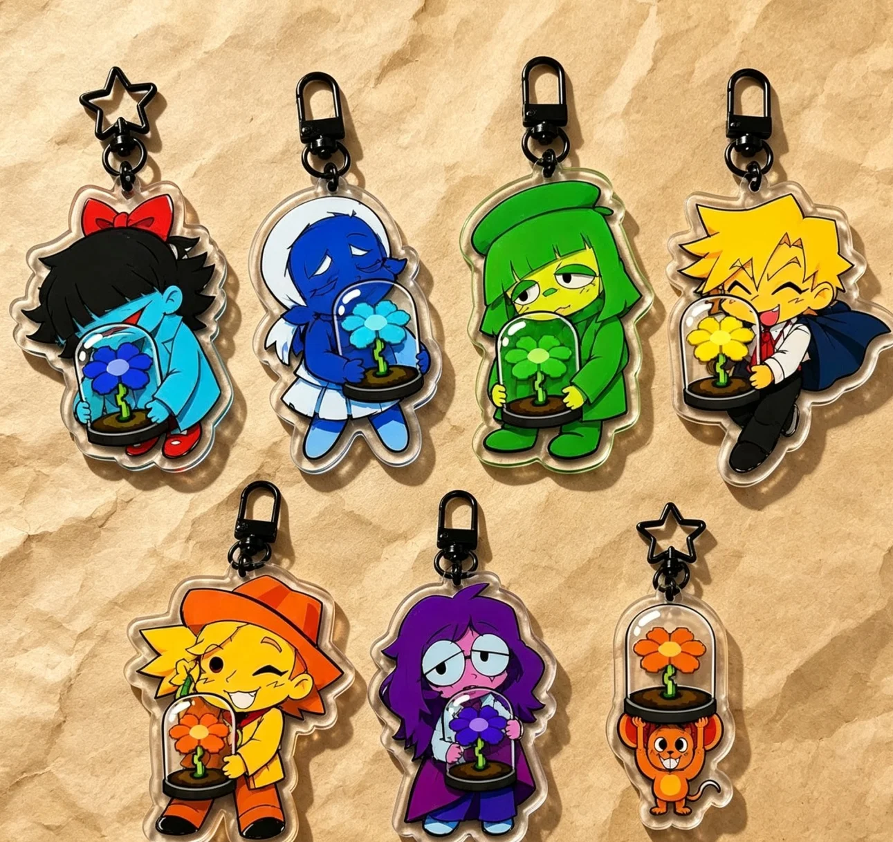 Cute Cartoon Character Acrylic Keychain , Deltarune Chapter 5 Flowers, Bag Backpack Charm, Fan Art Collection Pendant Gift