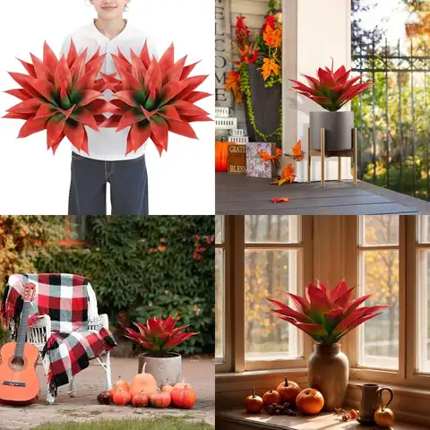 Pianta di agave succulente artificiale per la decorazione autunnale, steli di agave rossa non in vaso per uso esterno e interno