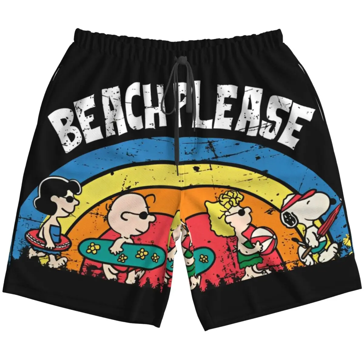 

Mens Snoopy Cartoon Peanuts Comic Swim Trunks Quick Dry Board Shorts with Mesh Lining Hawaii Beach Shorts Swimwear Bathing Suits