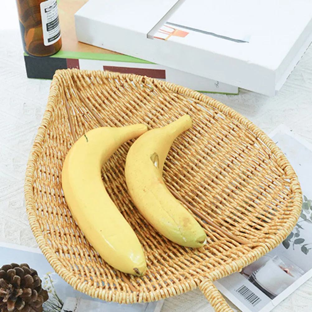 Imitation Rattan Plastic Fruit Basket Woven Storage Basket Kitchen Bread Plate Pastry Tray Reusable Sundries Holder