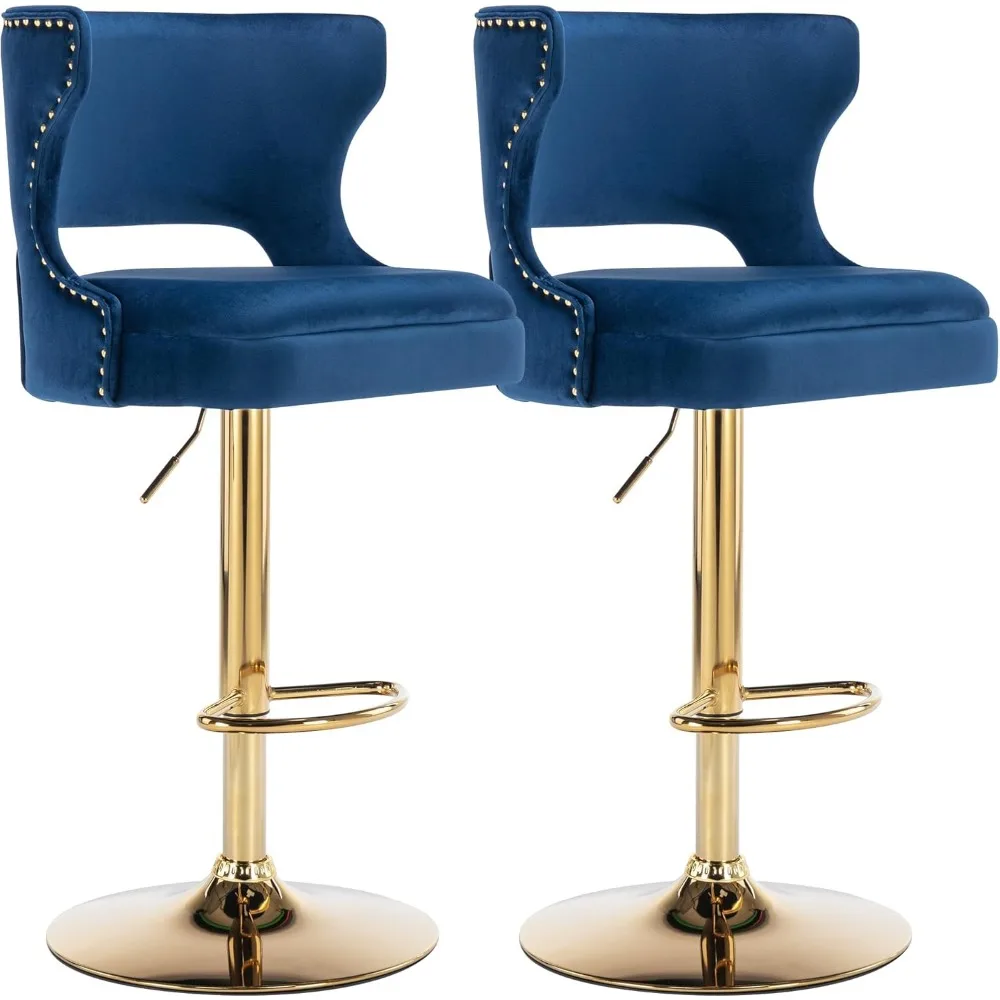 

Bar Chairs， Bar Stools Set Of 2, Velvet Counter Height Adjustable Barstools, Swivel Modern Dining Bar Chairs For Kitchen Island,