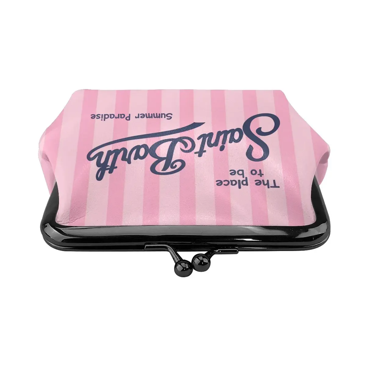 S-Saint B-Barth PU lederen Kiss Lock-portemonnee voor dames. Houdt uw lippenstift, kleine cosmetica, sleutels en sommige munten