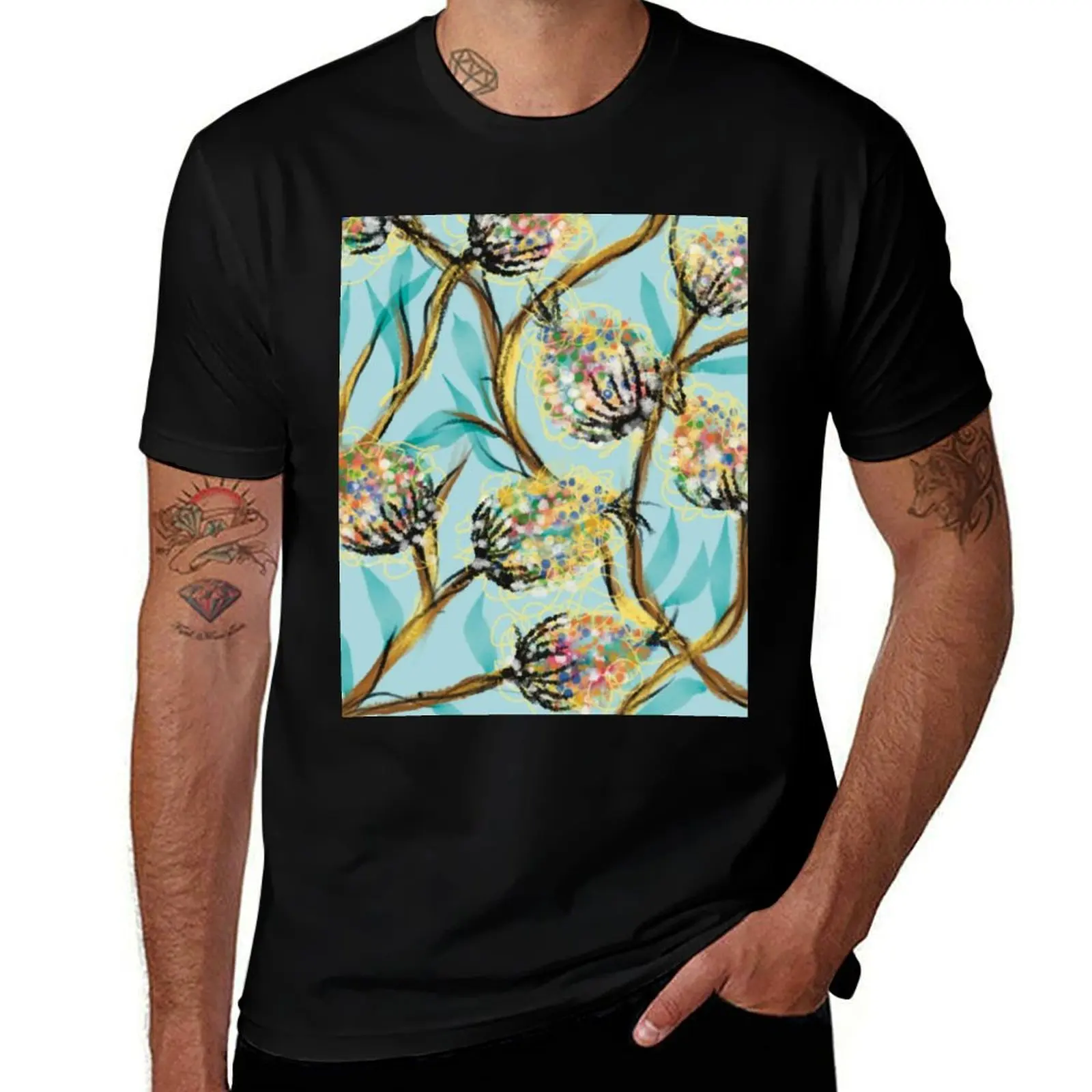 

custom shirts Floral t Fantasy tshirt T-Shirt Whimsical graphic shirt anime man print t for
