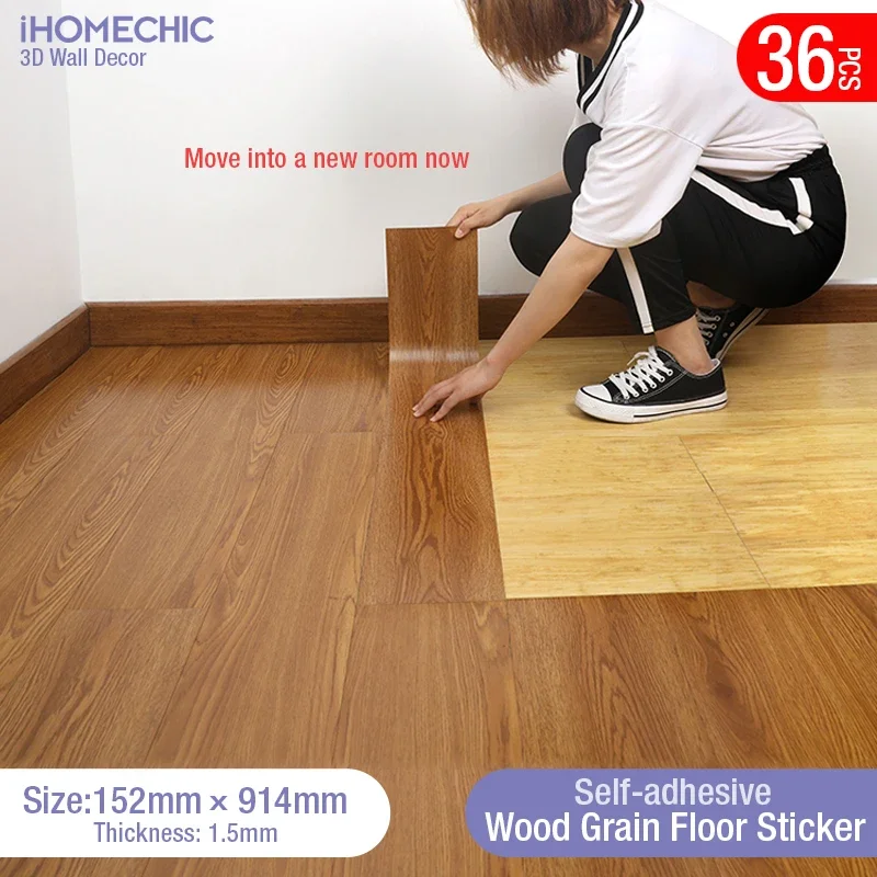 36piece 3D Sself-adhesive floor sticker Thicken Wood Grain Floor Wallpaper 3d Wall Sticker Waterproof room wear-resistant sticke