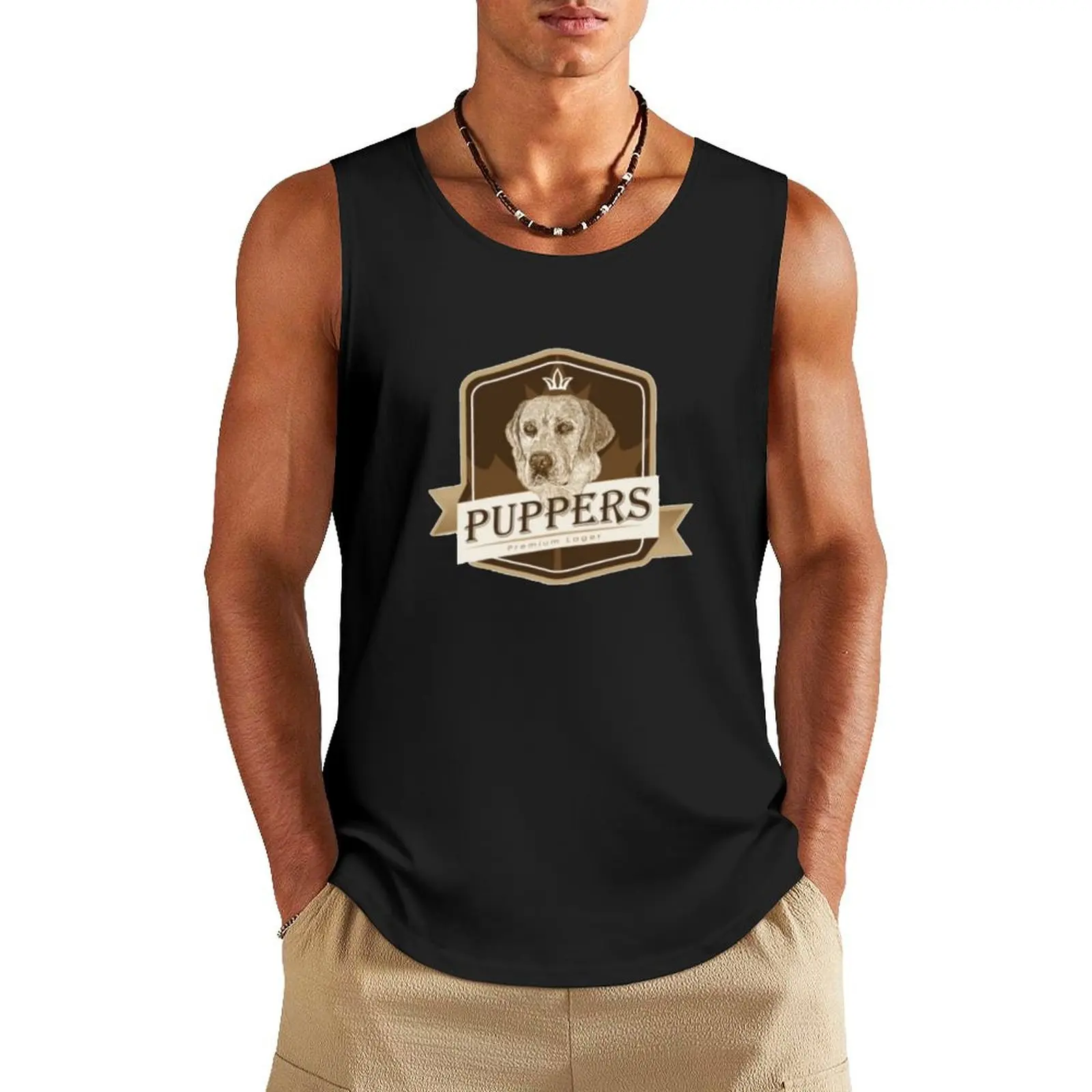 Puppers, Officially Wayne's favourite beer. Tank Top anime clothes gym for men new in tops & t-shirt