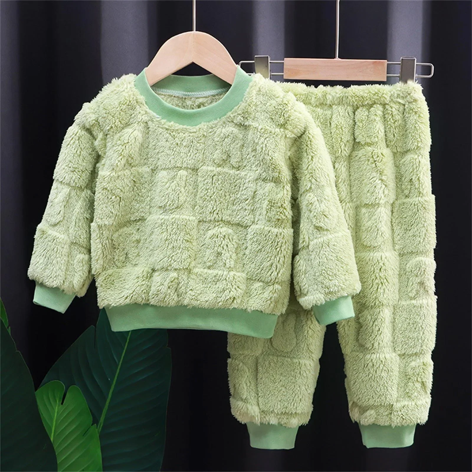 Comfortable Long Sleeve Baby Boys And Girls Clothing Set Kids Suits Winter Fleece Tops + Pants Tracksuit Warm Children Outfits