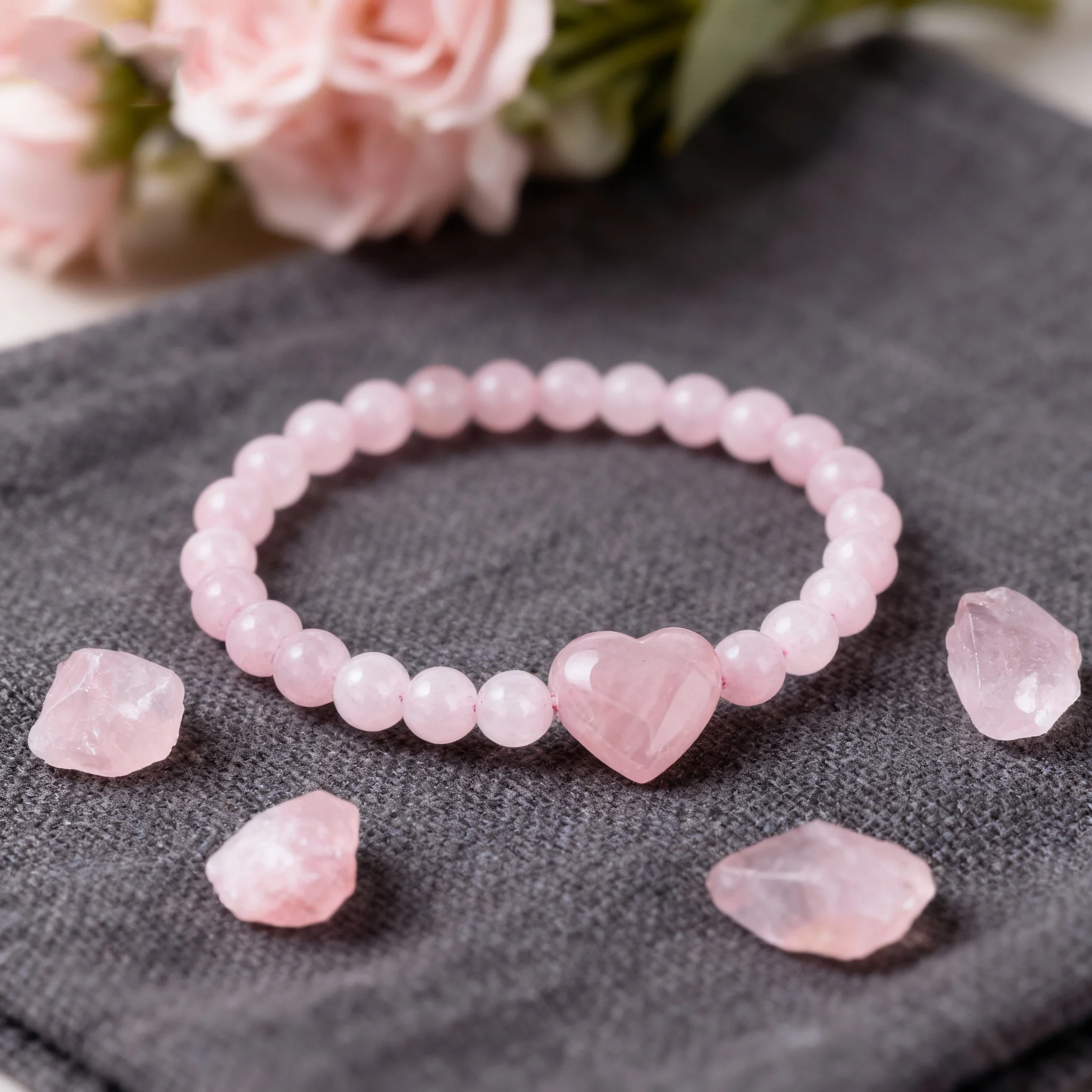 مجوهرات الخريف الأنيقة الوردية الكوارتز الحب بلون برازليتيس صديقة حفلة أساور من الحجر الطبيعي فريدة من نوعها جلب بطاقة #4