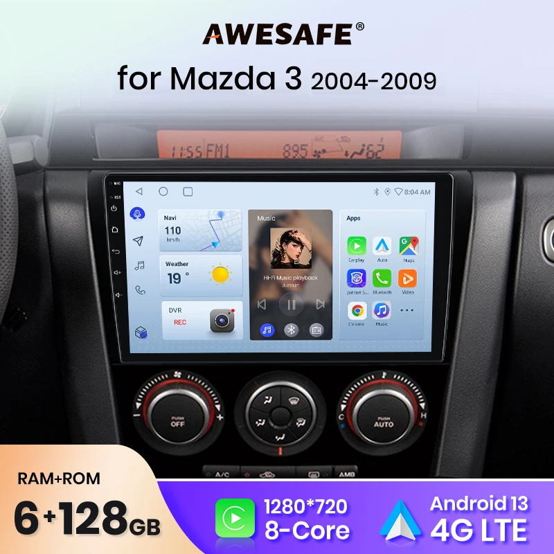 AWESAFE PX9 For  Mazda 3 bk 2004 2005 2007 2008 2009 Car Radio Multimedia Players GPS 2 din Android 2din CarPlay Autoradio