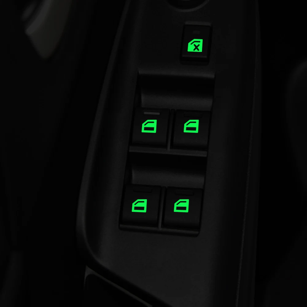 Car window glass lifter switch button luminous sticker for peugeot 206 307 308 407 citroen c4 c5 renault opel astra h insignia