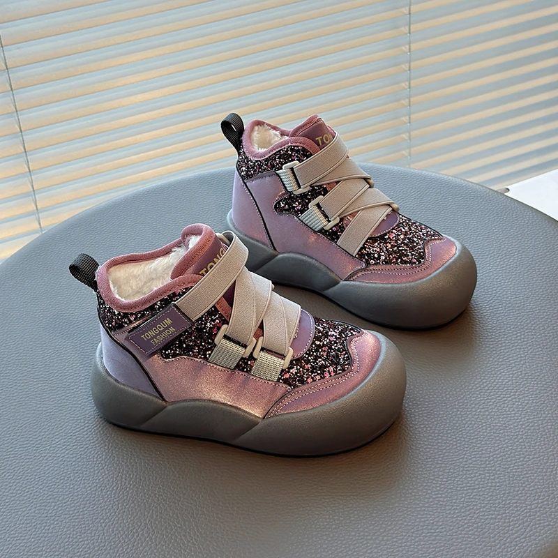 Stivali di cotone da ragazza Nuovi stivaletti invernali per bambini stivali caldi Stivali da neve per bambini grandi da ragazza scarpe di cotone impermeabili