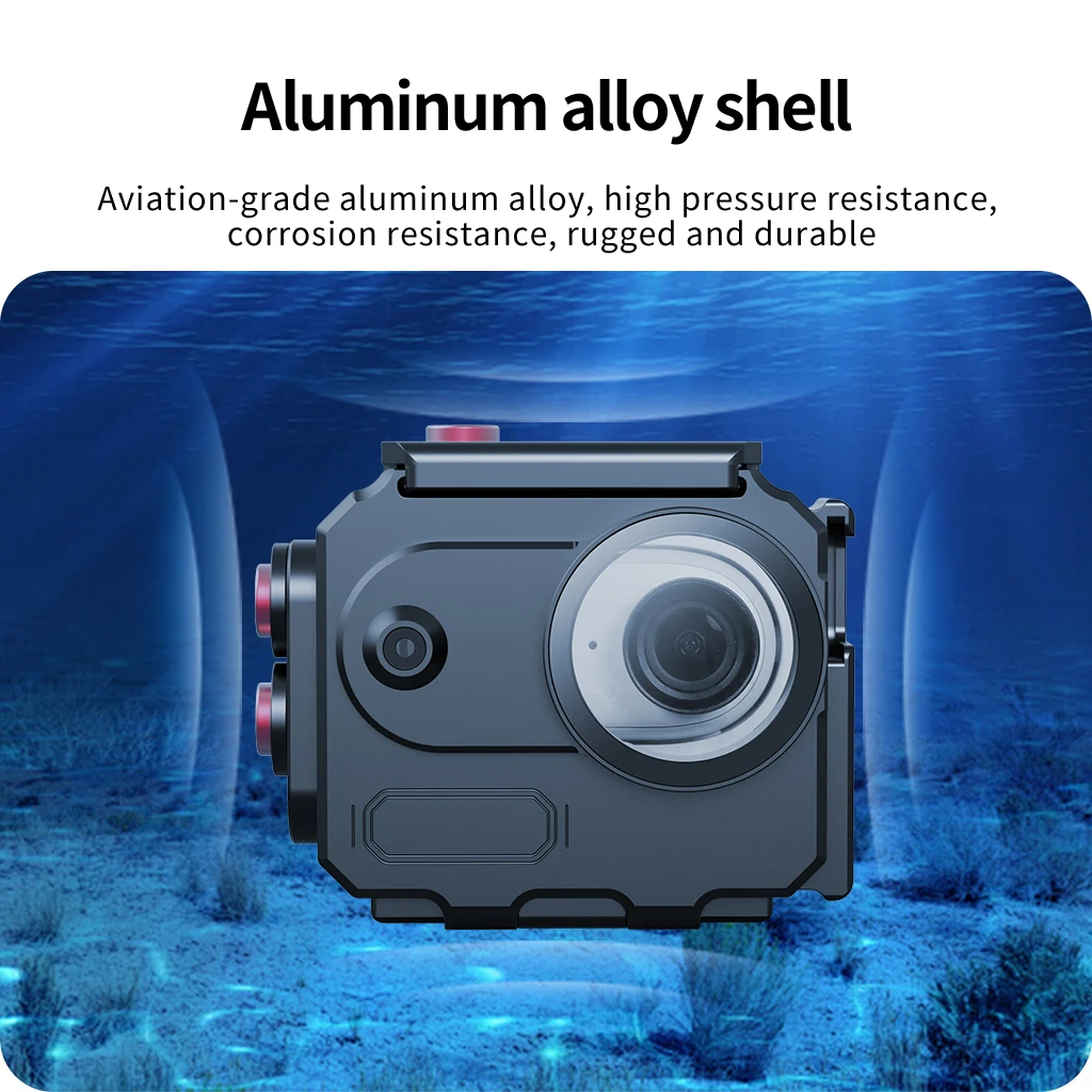 80 m wasserdichtes Gehäuse, Aluminiumkäfig, gehärtetes Glas, für Insta360 GO 3S Unterwasser-Tauchgehäuse Go3 Go3S Kamera-Schutz – Detail 7