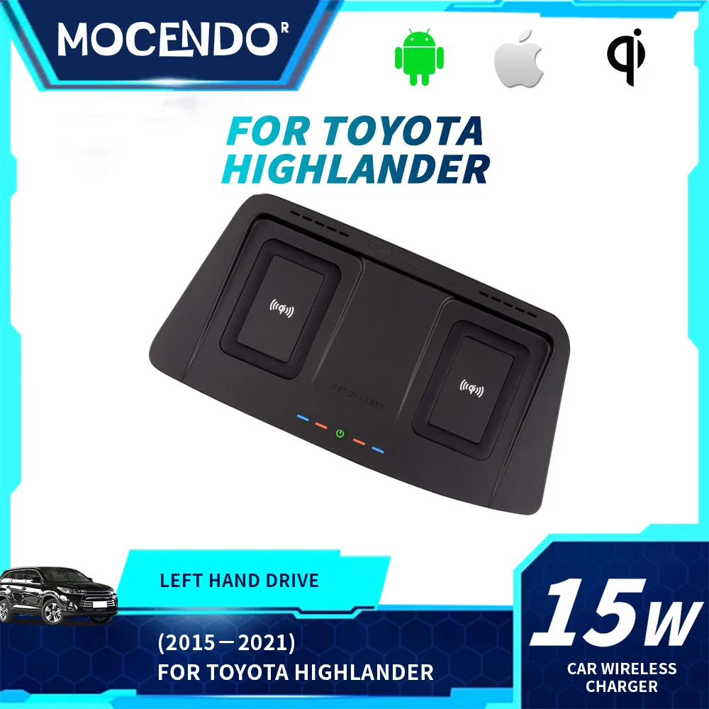

Wireless Charger Car Mount for Toyota Highlander Crown Kluger 2015-2021 Fast Charging Pad Phone Holder Accessory