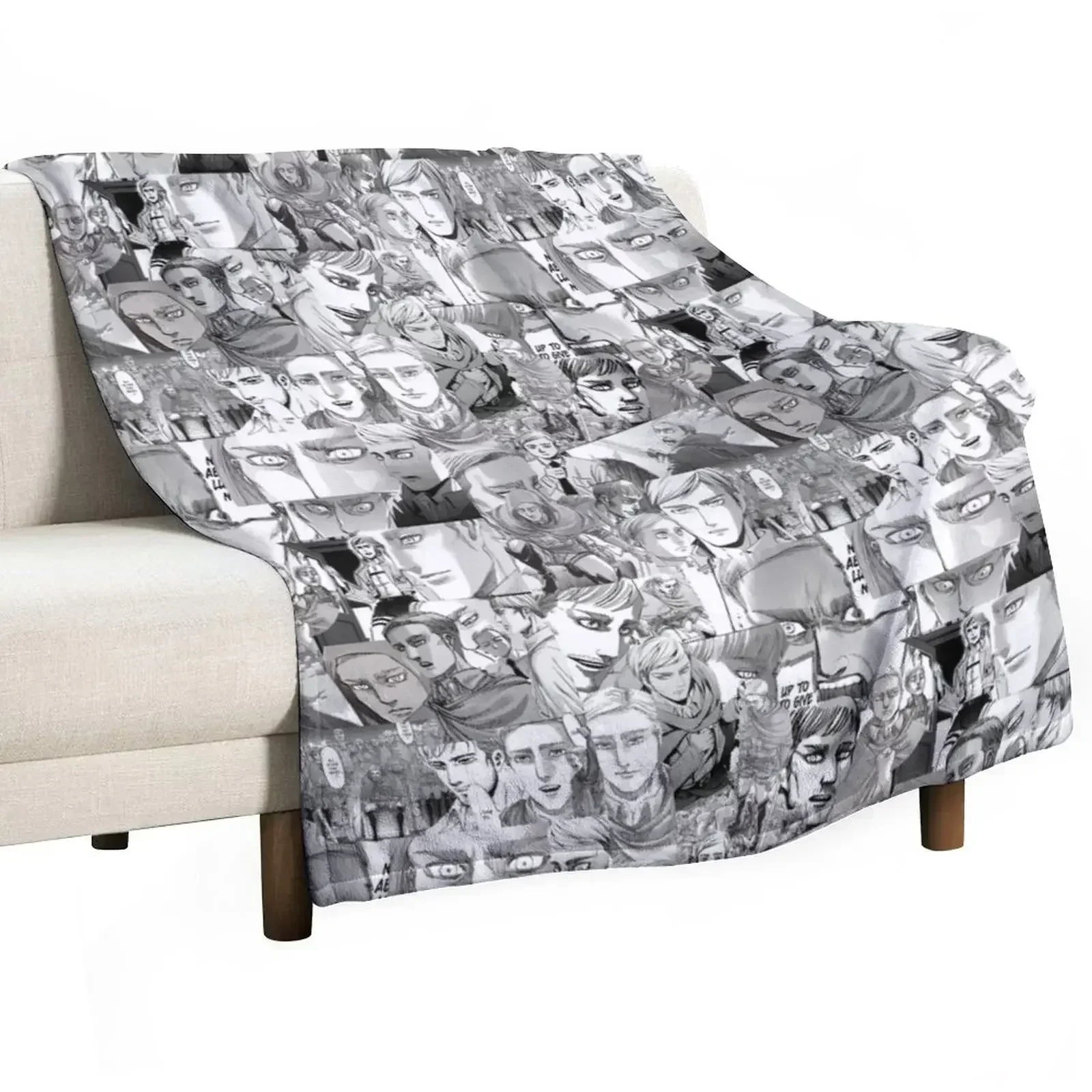 Erwin Smith Manga Panels Throw Blanket Flannel warm for winter Blankets